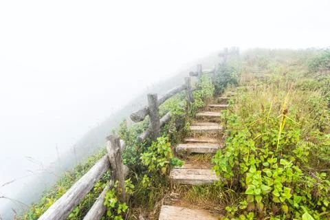 Fence and pathway on mountain Stock Photos