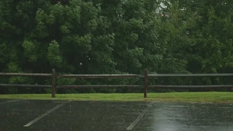 Fence and rain - Slow Motion Stock Footage 205192853