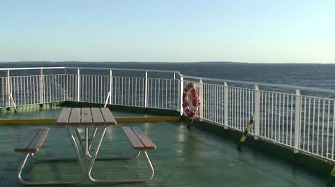 Fence and table on a cruise ship deck 1 Stock Footage 10805337