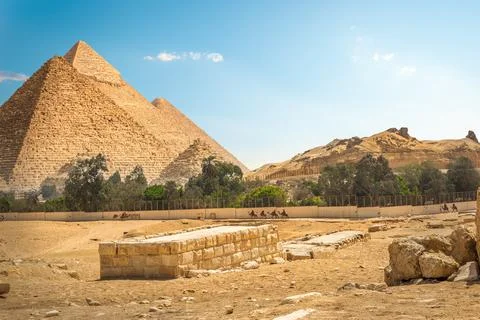 Fence around pyramids Stock Photos