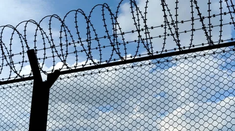 Fence with a barbed wire, animation Vídeos de archivo 50280933