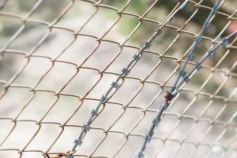 Fence barbed with wire barbwire Stock Photos