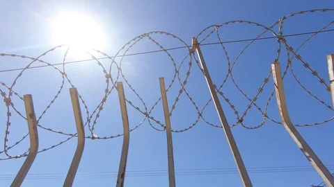 Fence with barbed wire Stock-Footage 109486317