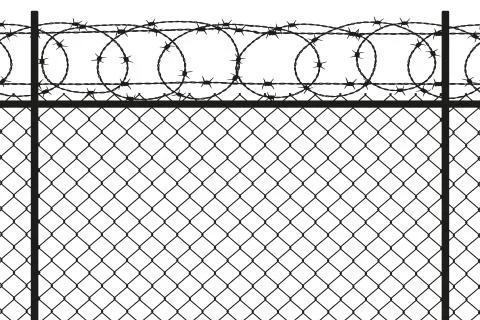Fence with barbed wire illustration. Vector. Isolated. Stock Illustration