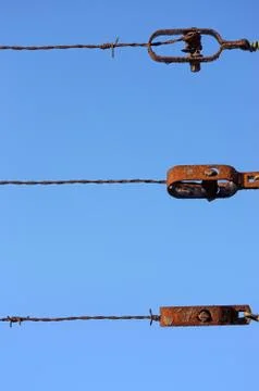 Fence with barbed wire Stock Photos