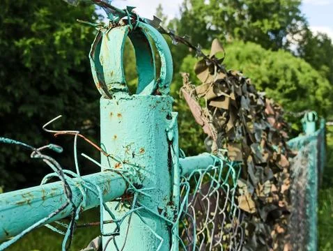 Fence With A Barbed Wire Stock Photos