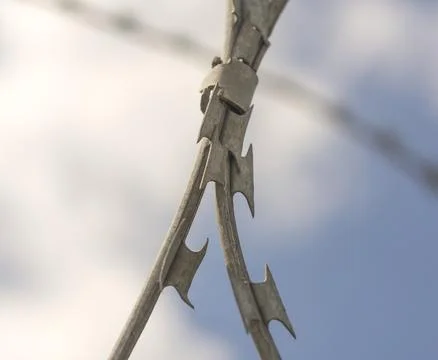 Fence with barbed wire Stock Photos