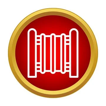 Fence barrier flat icon in red circle Stock Illustration