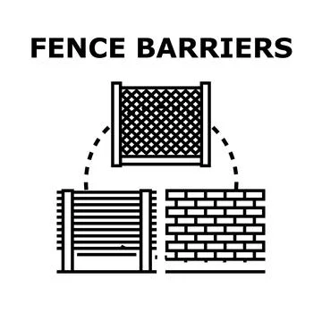 Fence barriers concept with diverse security types Stock Illustration