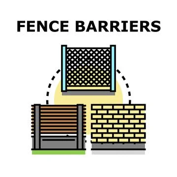 Fence barriers concept with diverse security types Stock Illustration