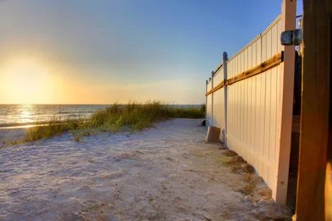 Fence On Beach Stock Photos