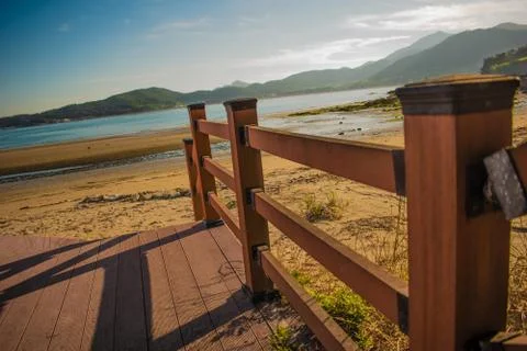 Fence in beach Stock Photos