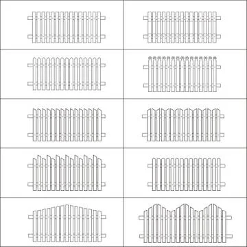 A fence of boards, different options. Vector illustration. Stock Illustration