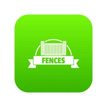 Fence brick icon green vector 스톡 일러스트