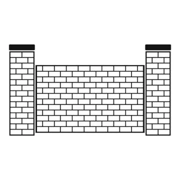 Fence of brick icon, simple style. Stock Illustration