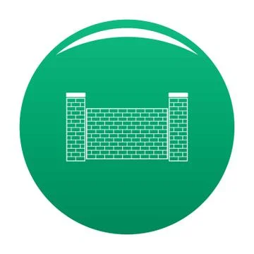 Fence of brick icon vector green 스톡 일러스트