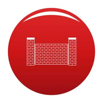 Fence of brick icon vector red Illustrazione stock