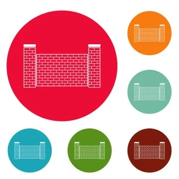 Fence of brick icons circle set vector イラスト素材