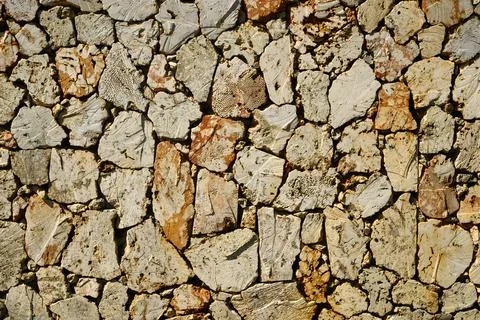 Fence of caliche stone pattern. Rock texture. Stock Photos