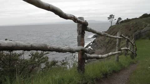 Fence on coast 2 Stock Footage 9215624
