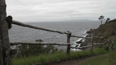 Fence on coast Stock Footage 9214321