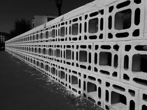 A fence of concrete blocks Stock Photos