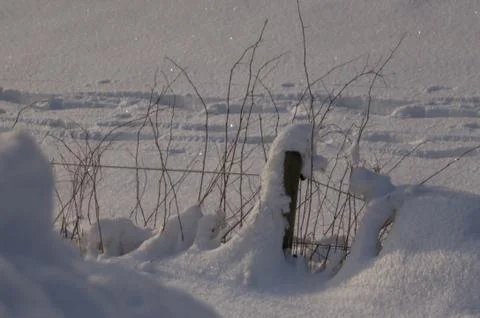 Fence covered with snow Stock Photos