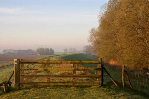 Fence on a Dyke Stock Photos