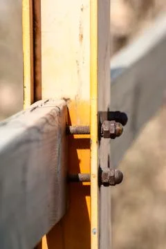 The fence is fixed by  bolt Foto stock