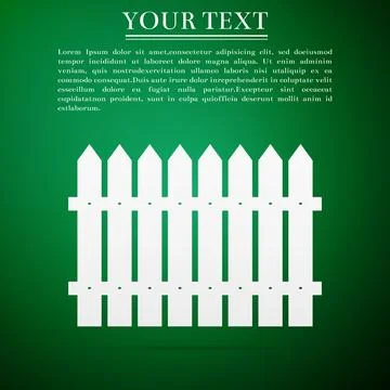 Fence flat icon on green background. Vector Illustration イラスト素材