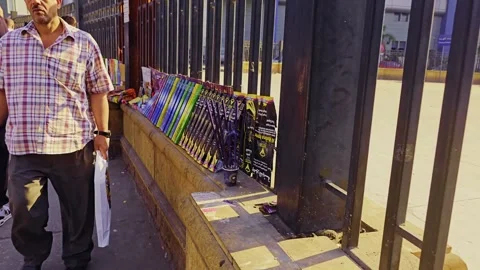 A fence is in front of a building Stock Footage 292233765