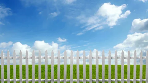 Fence on Grass Sky Stock Footage 36756139