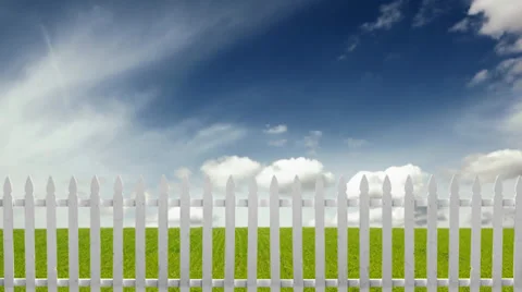 Fence on Grass Sky Stock Footage 36756145