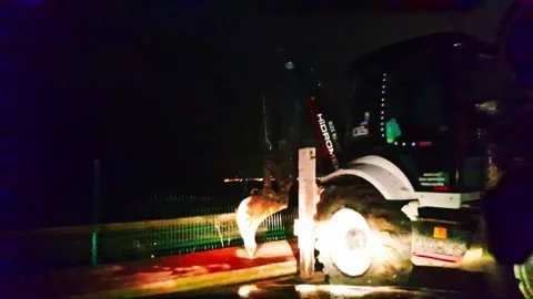 A fence with a green light on it Stock Footage 273016379