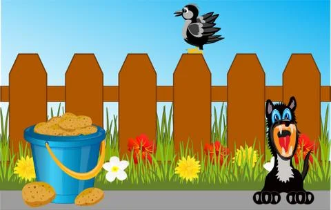 Fence in herb Stock Illustration