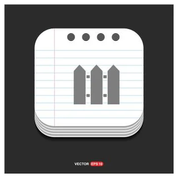 Fence Icon Gray icon on Notepad Style template Vector EPS 10 Free Icon Illustrazione stock