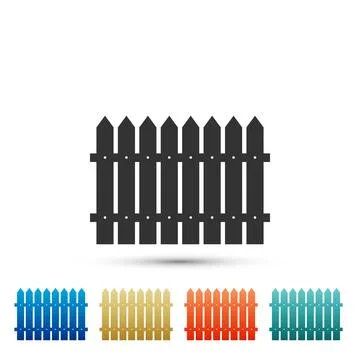 Fence icon isolated on white background. Set elements in colored icons. Fla.. Stockillustratie