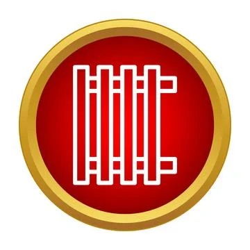 Fence icon on red circle button with gold border Illustrazione stock