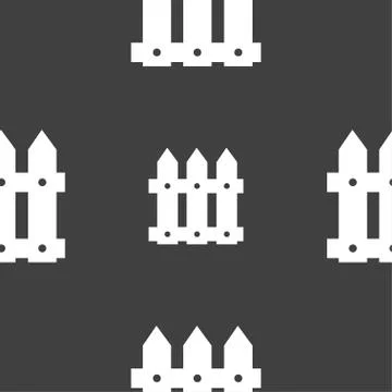 Fence icon sign. Seamless pattern on a gray background. Vector Illustrazione stock