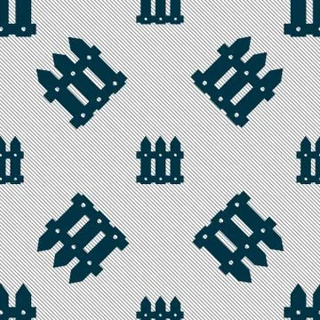 Fence icon sign. Seamless pattern with geometric texture. Stockillustratie