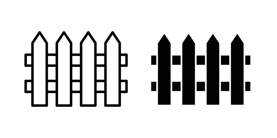 Fence icon silhouette vector set. thin line pack Stock Illustration