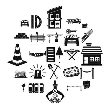Fence icons set, simple style 스톡 일러스트