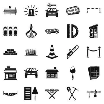 Fence icons set, simple style 스톡 일러스트