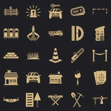 Fence icons set, simple style 스톡 일러스트