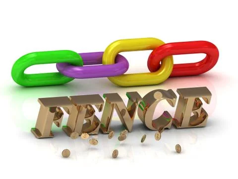 FENCE- inscription of gold letters and green, yellow, red section of the chai Illustration