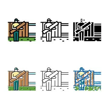 Fence installation color icon vector looks Stock Illustration