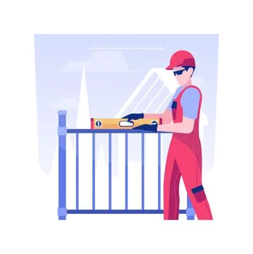 Fence installation isolated concept vector illustration. Ilustración de archivo