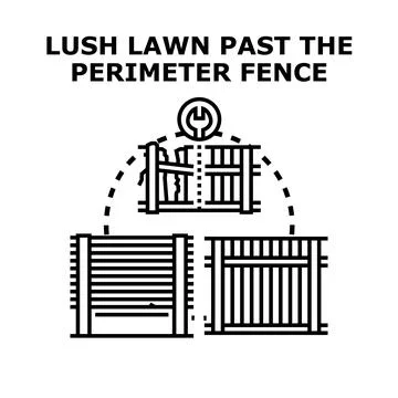 Fence installation process creating safe barrier property Stock Illustration