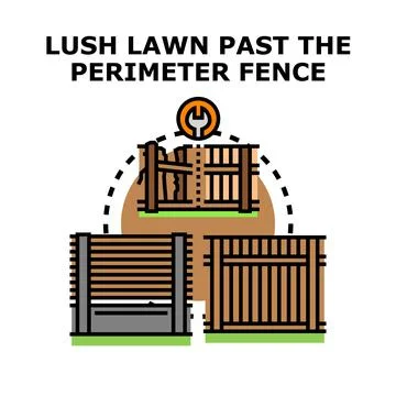 Fence installation process creating safe barrier property Stock Illustration