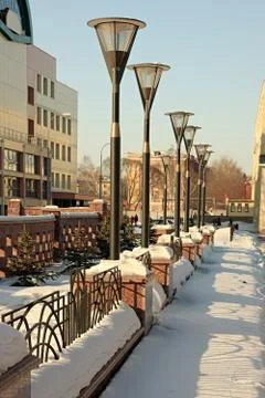 Fence with lanterns 스톡 사진
